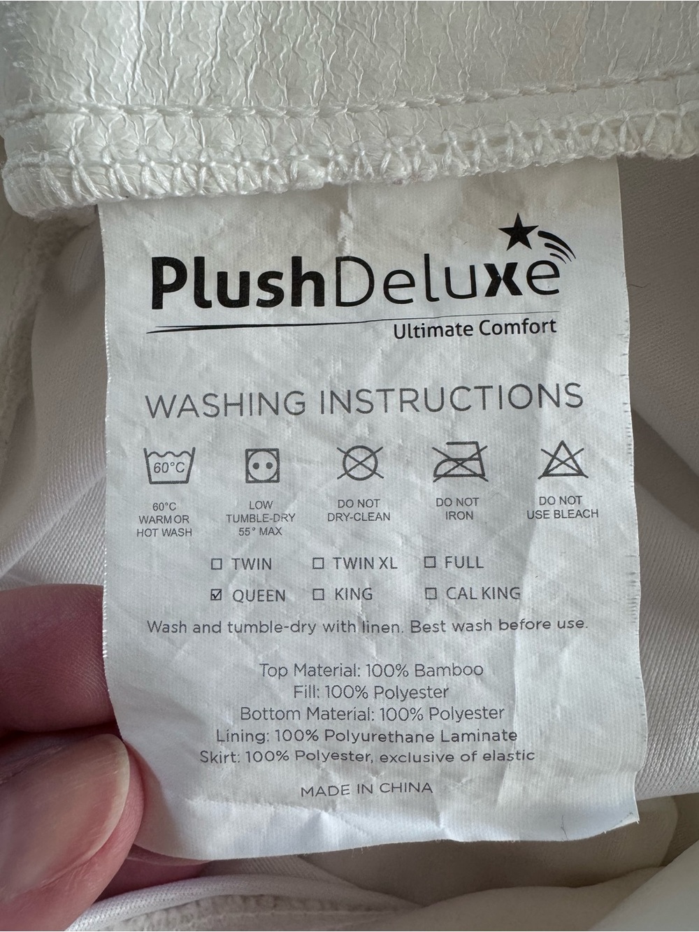 PlushDeluxe 100% Bamboo Queen Mattress Cover